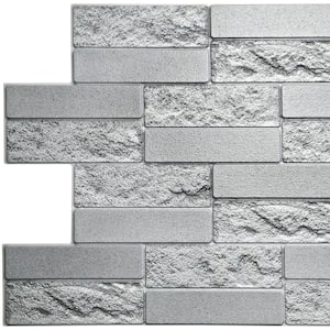 3D Falkirk Retro 10/1000 in. x 39 in. x 19 in. Grey Faux Cement Brick PVC Wall Panel