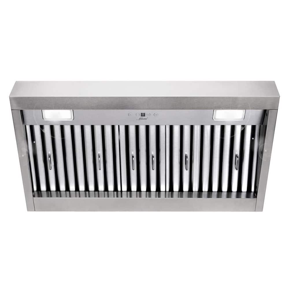 36 in. 600 CFM Ducted Insert Range Hood in Stainless Steel with Dimmable LED Lights 4-Speeds