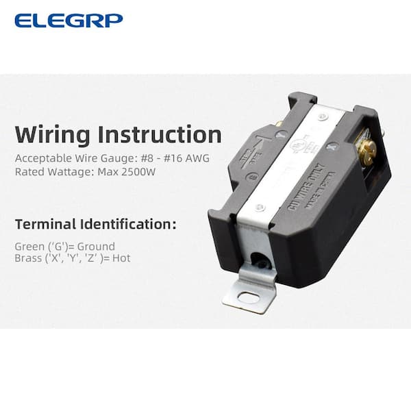 ELEGRP 20 Amp 250-Volt NEMA L6-20R Locking Receptacle Single