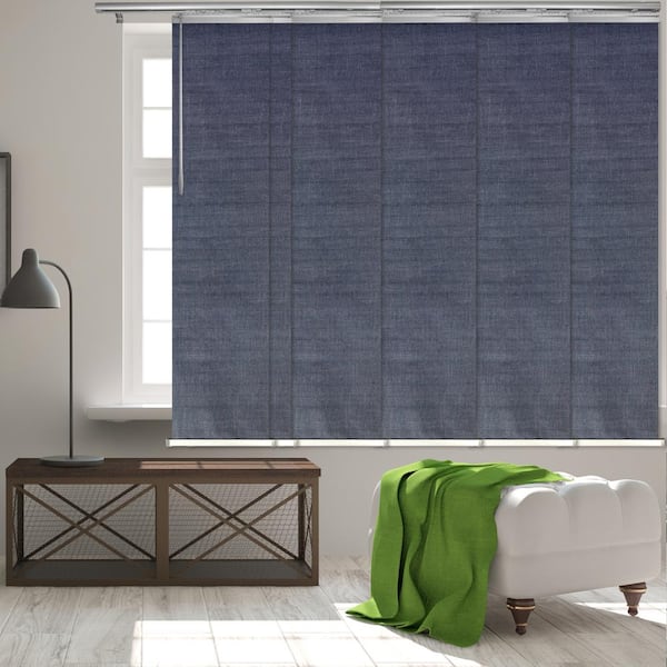 EMOH Midnight Blue Adjustable Sliding Single Rail Track with 15.75 in. Slates, Extendable 48 in. to 84 in. W x 68 in. L