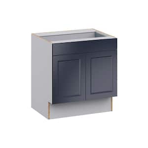 Devon Painted Blue Recessed Assembled 30 in.W x 32.5 in.H x 23.75 in.D Accessible ADA 1 Drawer Base Kitchen Cabinet