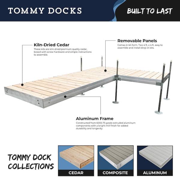 12 ft. L-Style Aluminum Frame with Cedar Decking Complete Dock Package for DIY Dock Designs for Boat Dock Systems