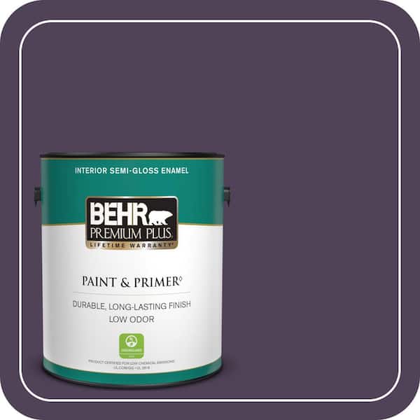 BEHR PREMIUM PLUS 1 gal. #S-H-660 Blackberry Harvest Semi-Gloss Enamel Low Odor Interior Paint & Primer