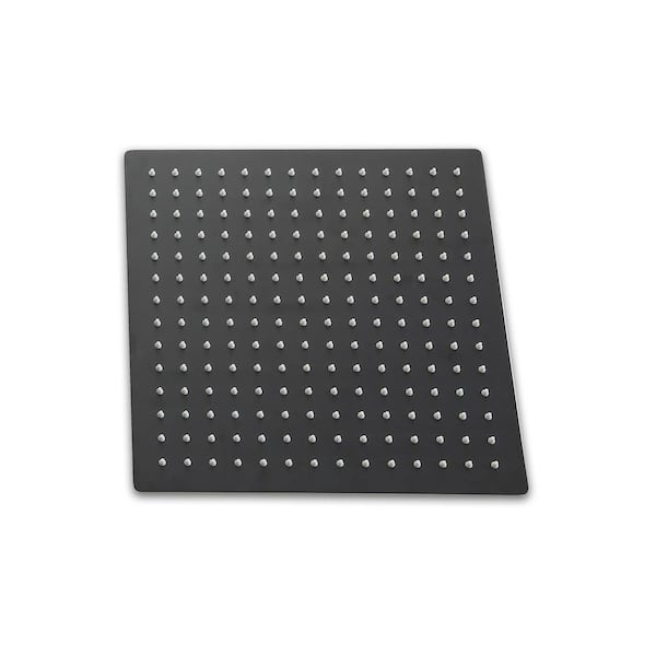 1-Spray Patterns with 1.8 GPM 12 in. Wall Mount Fixed Shower Heads with Solid Square Ultra Thin in Matte Black