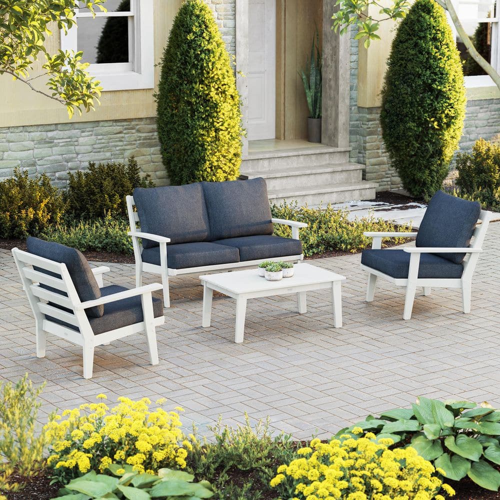 POLYWOOD Grant Park White 4-Piece Plastic Deep Seating