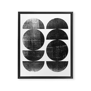Black and White Mid Century Modern Circles by GalleryJ9 Framed Art Canvas Abstract Wall Art 30 in. x 24 in.