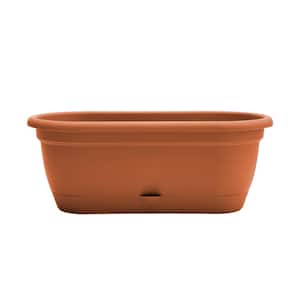 Lucca 19 in. Terra Cotta Plastic Self-Watering Window Box with Saucer