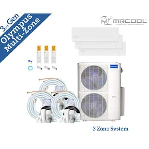 Olympus 42,000 BTU 4-ton 3-Zone 22.4 SEER Ductless Mini-Split AC and Heat Pump with 12K+12K+18K & 3-25ft. Lines -230V