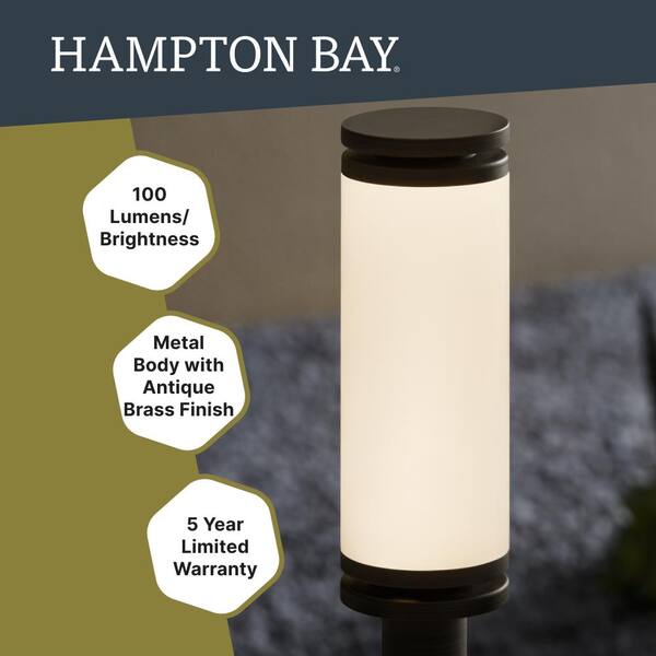 Hampton Bay 10-Watt Equivalent 100 Lumens Low Voltage Antique Brass Integrated LED Outdoor Deck and Step Light