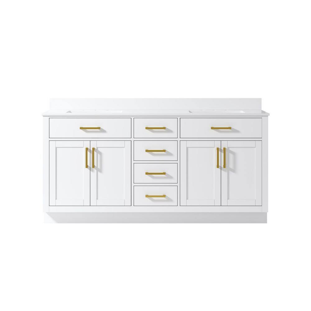 72 in. Freestanding Solid Wood White Bath Vanity with White Cultured Marble Top Assembled price history on PriceWatchPro