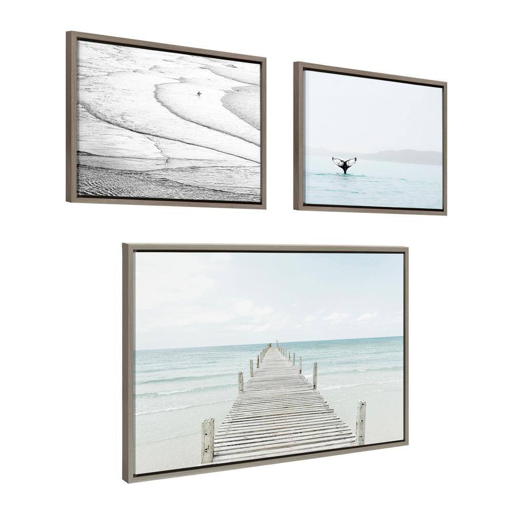 Coastal Ocean Beach and Whale Canvas Art Set