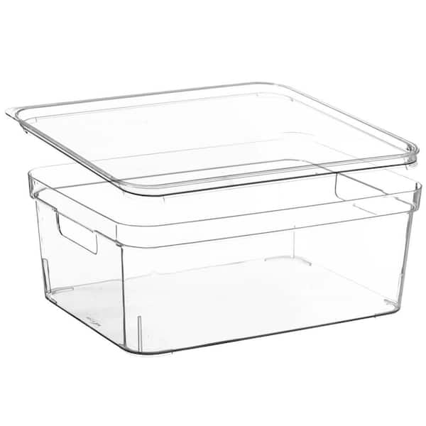 (Set of 3) Medium Clear Storage Containers with Lid for Kitchen Pantry and Fridge, 5.75 in. H x 14 in. W 10.5 in. D