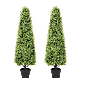 4 ft. Artificial Boxwood Cone Topiary Tree in Pot 2-Pack