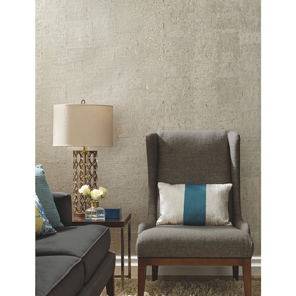 Warm Silver Cork Unpasted Paper Matte Wallpaper, 36 in. by 24 ft.