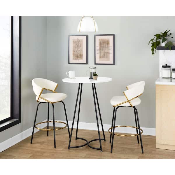Cece Black Metal and White Wood Counter Table