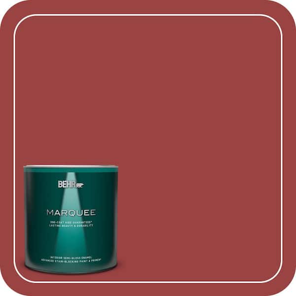 BEHR MARQUEE 1 qt. #MQ1-10 Red My Mind One-Coat Hide Semi-Gloss Enamel Interior Paint & Primer