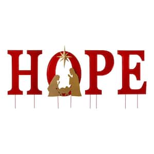 32 in. H Lighted Metal HOPE Yard Stake or Standing Decor or Wall Decor (KD, 3 Function)