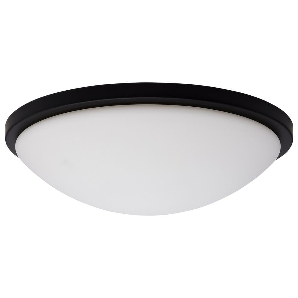 Button 17 in. Matte Black Contemporary Flush Mount with Frosted Glass Shade and Integrated LED Included price history on PriceWatchPro