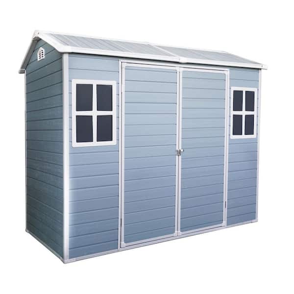 8 ft. W x 4 ft. D Resin Outdoor Metal Storage Shed with 2-Window and Double-Doorfor Garden (32 sq. ft.)