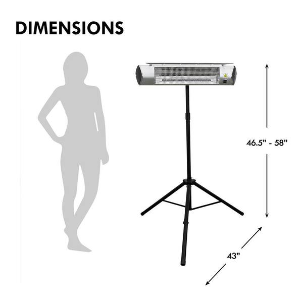 Patio Electric Heater - Stainless Steel, 1500W - Gorilla Gadgets