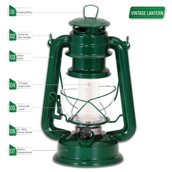 Enbrighten Battery Operated LED Lantern, Green 11016 - The Home Depot
