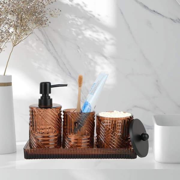 Numhew 4-Piece Bath Accessory Set with Lotion Soap Dispenser