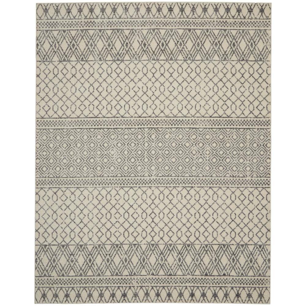 Nourison Passion Ivory/Grey 8 ft. x 10 ft. Geometric Transitional Area