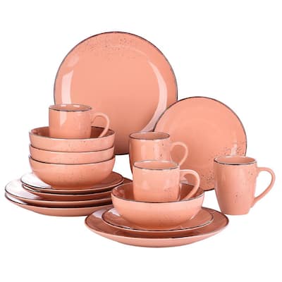 24 Piece Porcelain Crockery Dinner Dining Set Plates Mugs Bowls Set for 6 Pink
