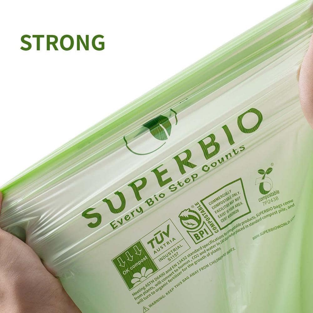 Eco-Friendly Green 13 Gallon Compostable Trash Bags with Handles