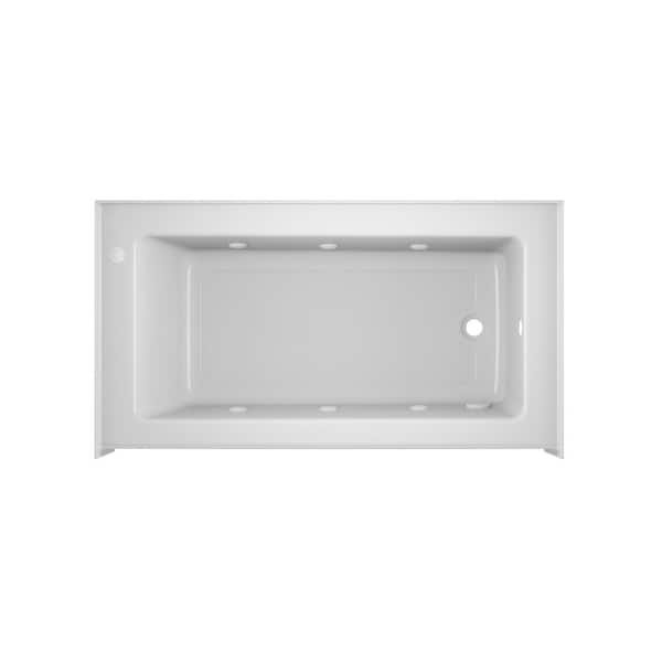 JACUZZI PROJECTA 60 in. x 32 in. Acrylic Right-Hand Drain Low-Profile Rectangular Alcove Whirlpool Bathtub in White