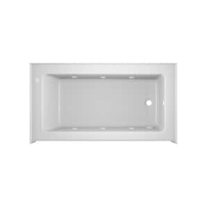 PROJECTA 60 in. x 32 in. Acrylic Right-Hand Drain Low-Profile Rectangular Alcove Whirlpool Bathtub in White