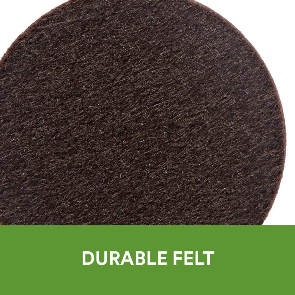 Brown Round Felt Furniture Pads for Floor Protection, 3" Diameter, 4-Pack