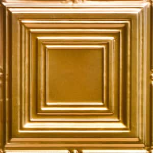 Take Home Sample - Cubism Lincoln Copper 1 ft. x 1 ft. Decorative Tin Style Nail Up Ceiling Tile (1 sq. ft./case)