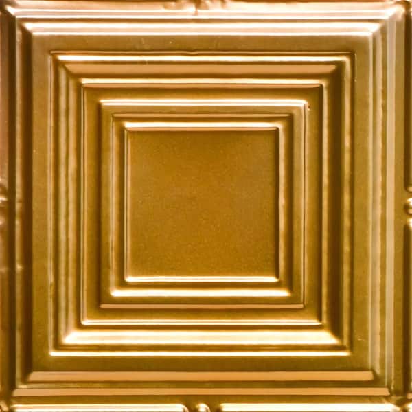 FROM PLAIN TO BEAUTIFUL IN HOURS Take Home Sample - Cubism Lincoln Copper 1 ft. x 1 ft. Decorative Tin Style Nail Up Ceiling Tile (1 sq. ft./case)