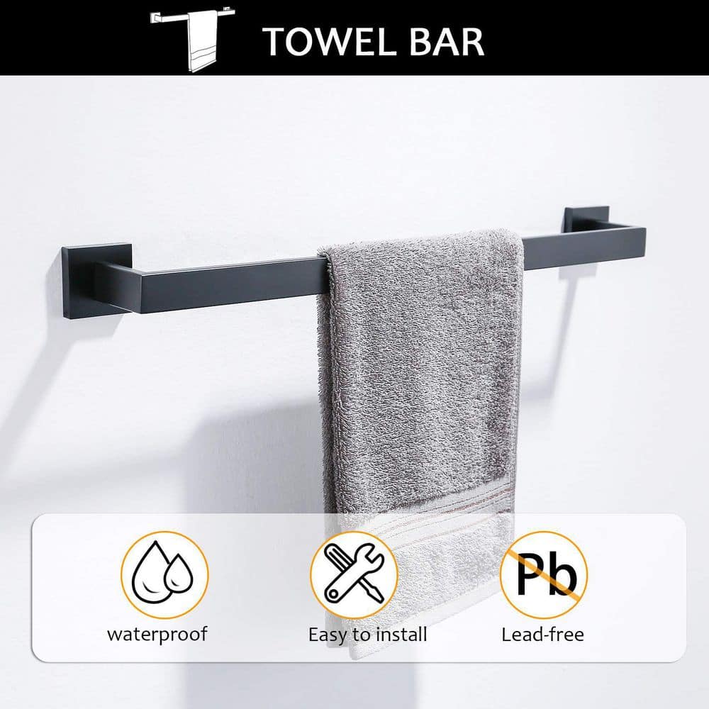 Matte Black 5-Piece Stainless Steel Bathroom Hardware Set
