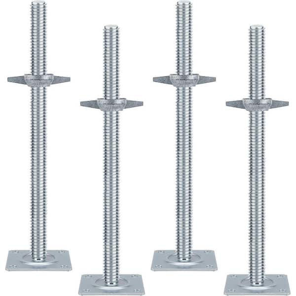 4 Pack Solid Galvanized 18 Threaded Rod Scaffolding Feet Adjustable Leveling Jack for Baker Style Scaffolding