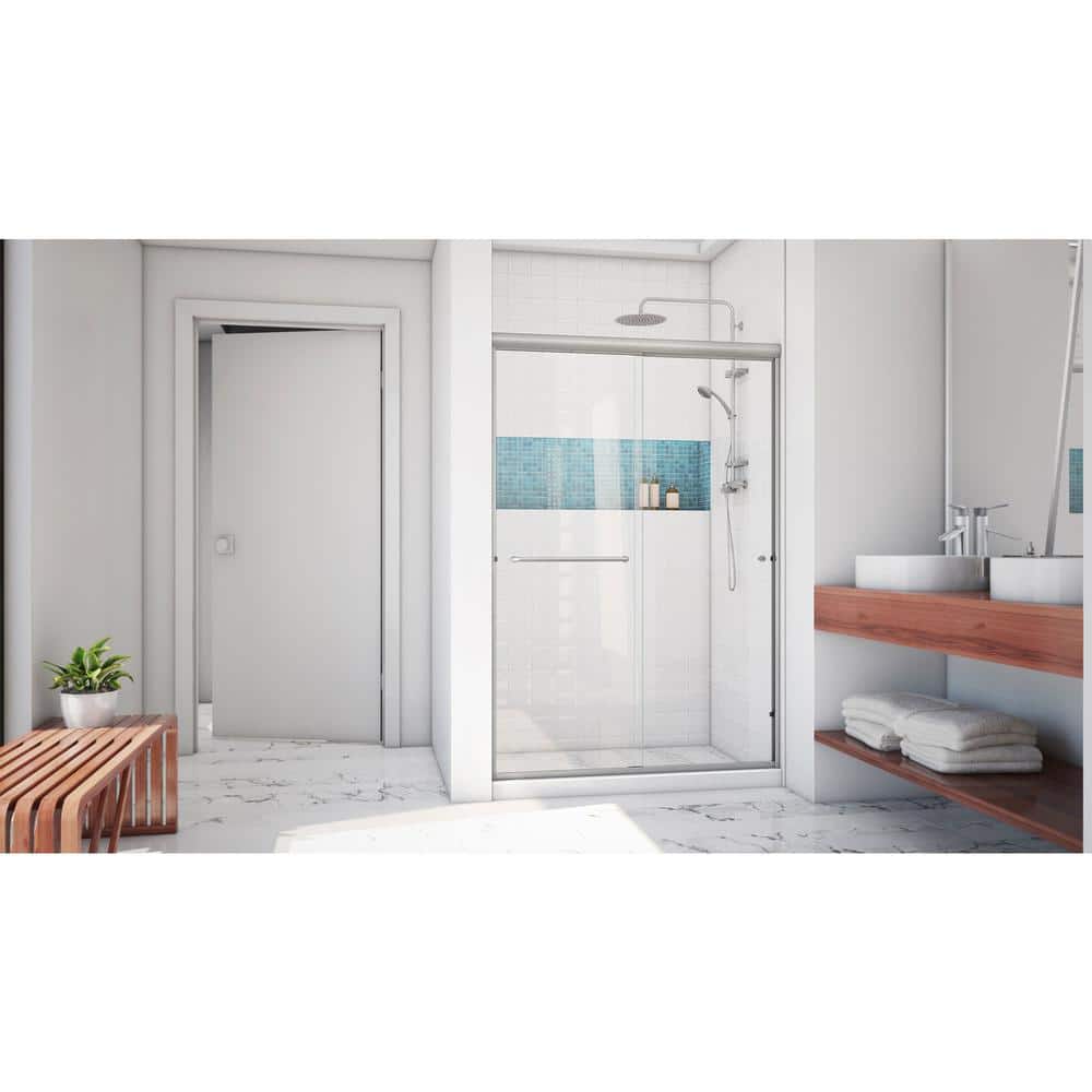 Alliance Pro Nickel Semi-Frameless Sliding Shower Door with Clear Glass