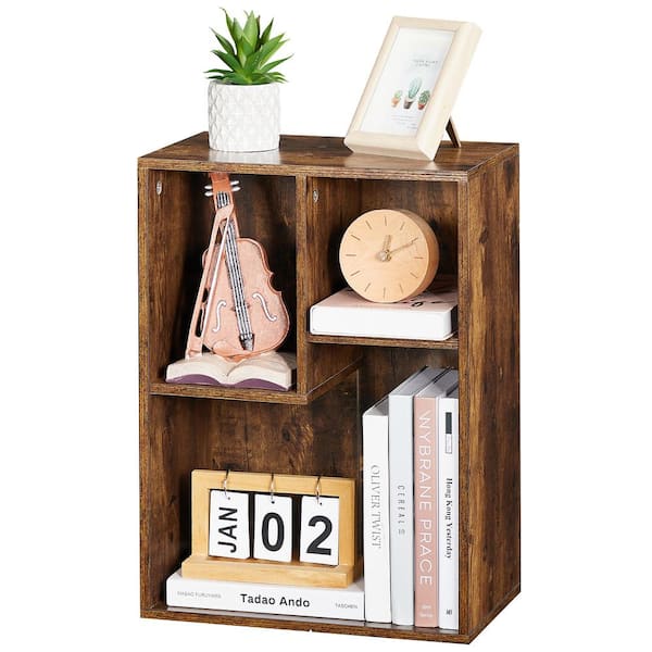 VECELO 3-Cube Open Bookcase, Small Bookshelf 2-Tier Storage Organizer