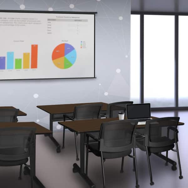 Kobe 48 in. x 30 in. Neo Walnut Flip Training Nesting Table Desk with Modesty Panel