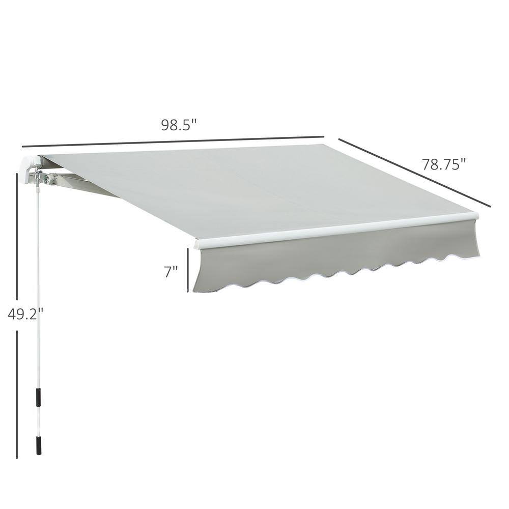 Gray 8' x 7' Aluminum Frame Patio Retractable Awning