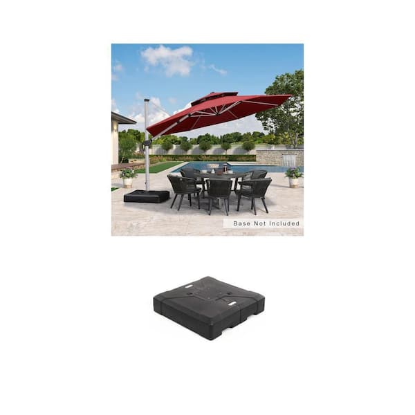 12 ft. Octagon Aluminum Cantilever Umbrella and 286 lbs. Square Patio Umbrella Base Combo