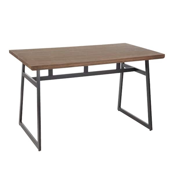Lumisource Geo Industrial Black Metal and Brown Wood Dining Table