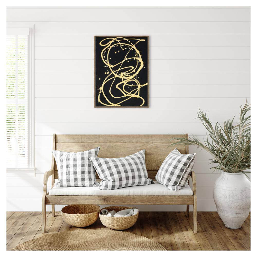 Large Gold and Black Abstract Canvas Framed Wall Art