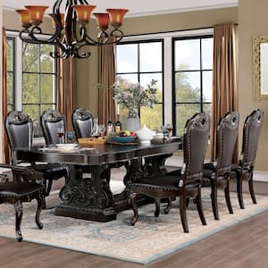 Rolling Knoll 7-Piece Rectangle Walnut and Dark Brown Solid Wood Top Dining Table Set