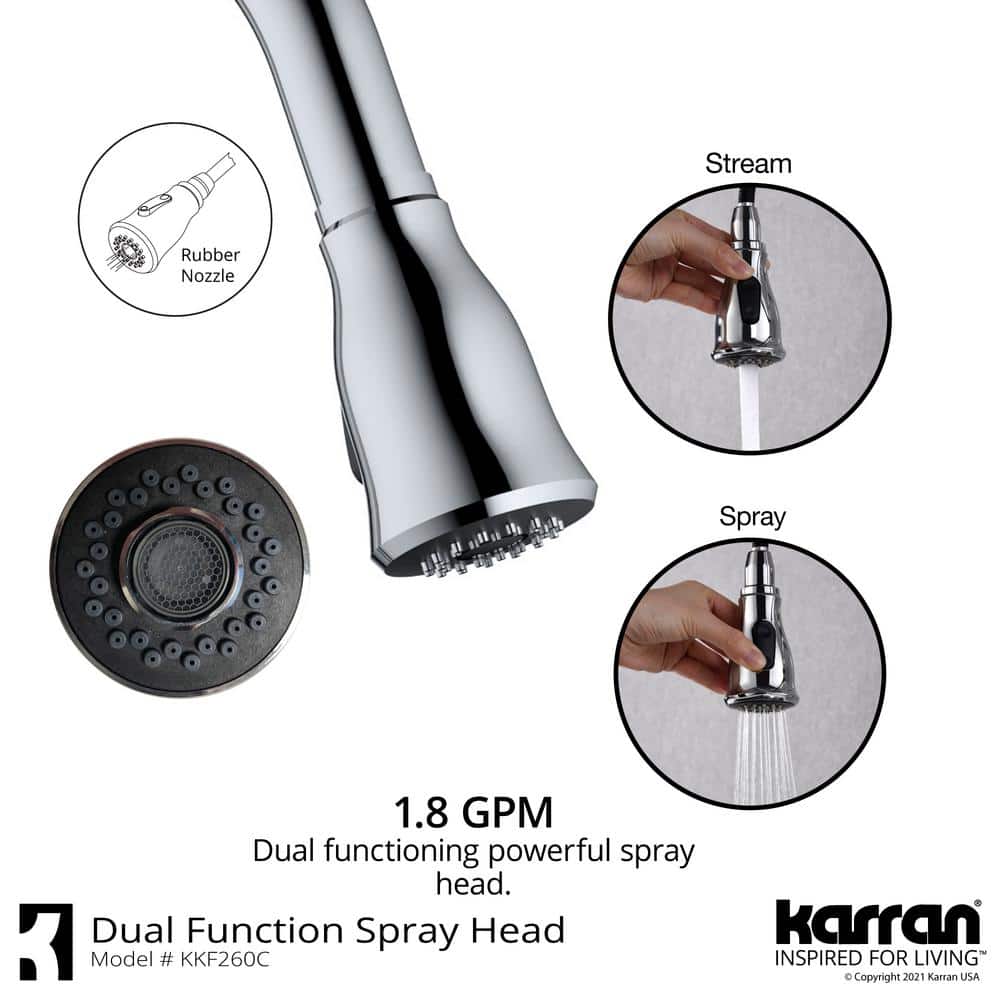Chrome Single-Handle Kitchen Faucet with Pull-Out Spray
