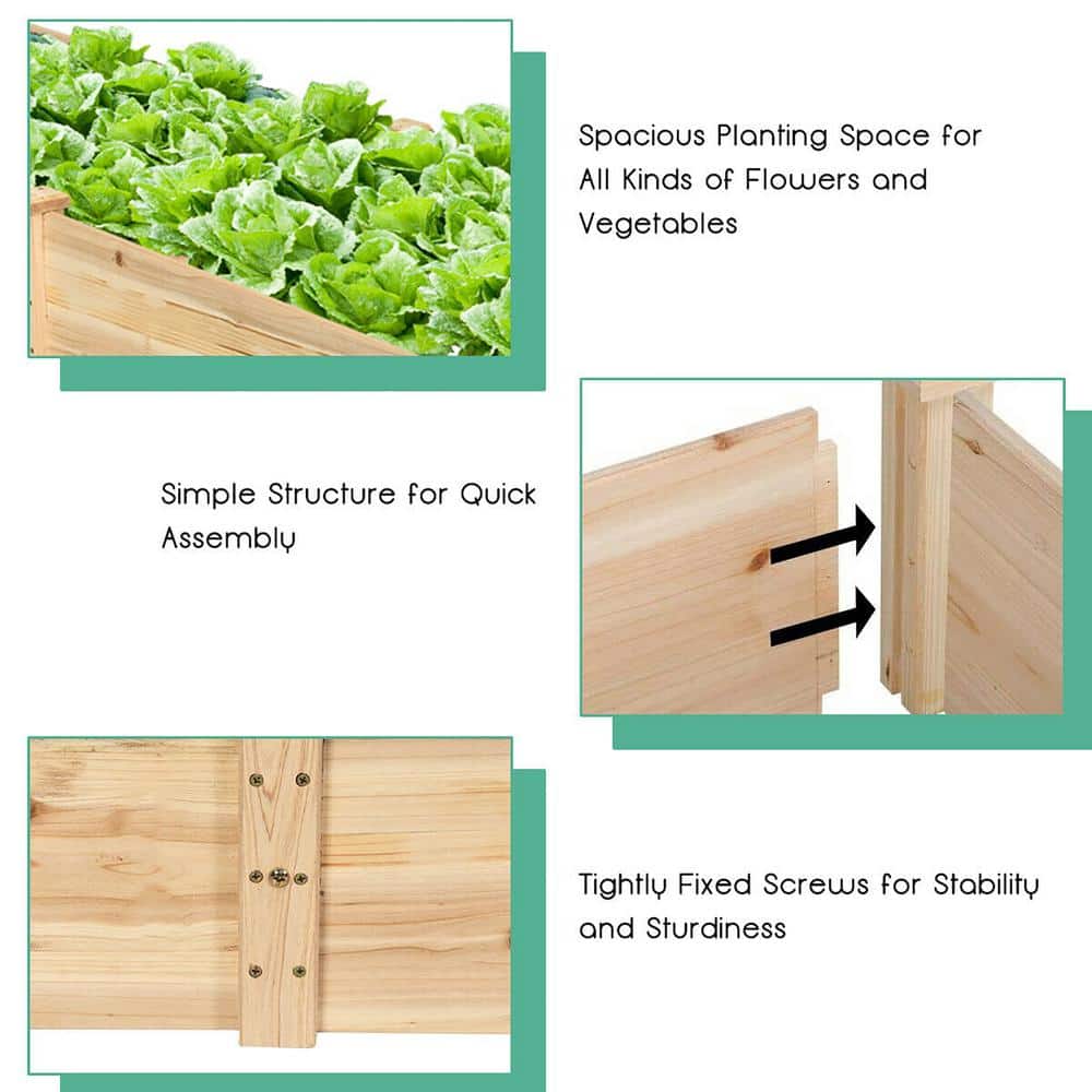 Large Natural Cedar Wood Outdoor Raised Garden Bed Planter Box
