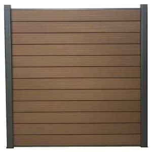 Complete Kit 6 ft. x 6 ft. Mocha WPC Composite Fence Panel w/Bottom Squared Holders and Post Kits (1 set)