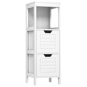 12 in. W x 12 in. D x 35 in. H Freestanding Linen Cabinet Bathroom Floor Cabinet in White with 2-Drawers