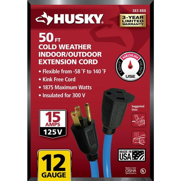 Husky 50 Ft 12/3 Indoor/Outdoor Extension Cord - 2 Pack (65050HY) - Open Box