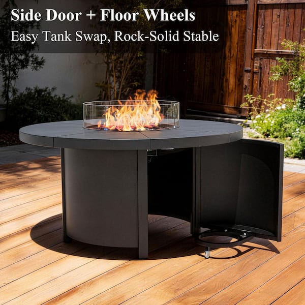 Zerpod 7-Piece Metal Round Fire Pit Table Outdoor Dining Set with